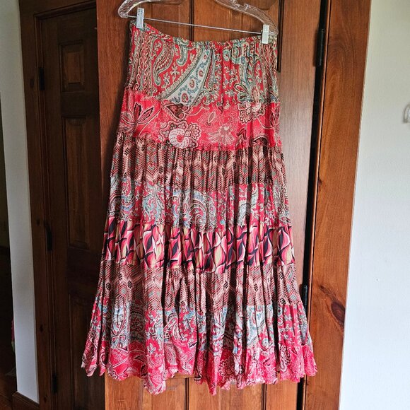 Solitaire Tiered Maxi Skirt Sz L - Picture 1 of 8